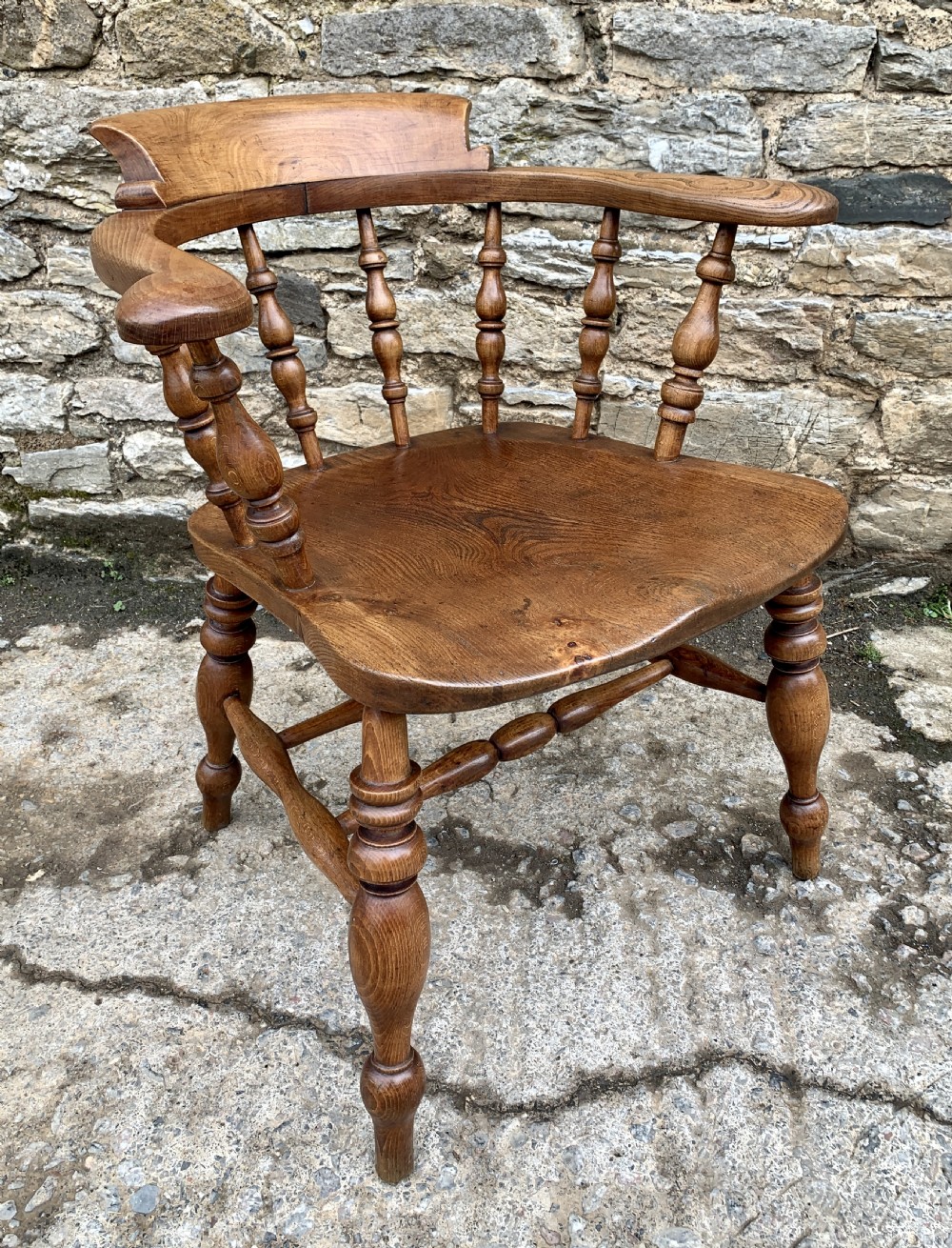 Antique Elm Captains Chair View XIII