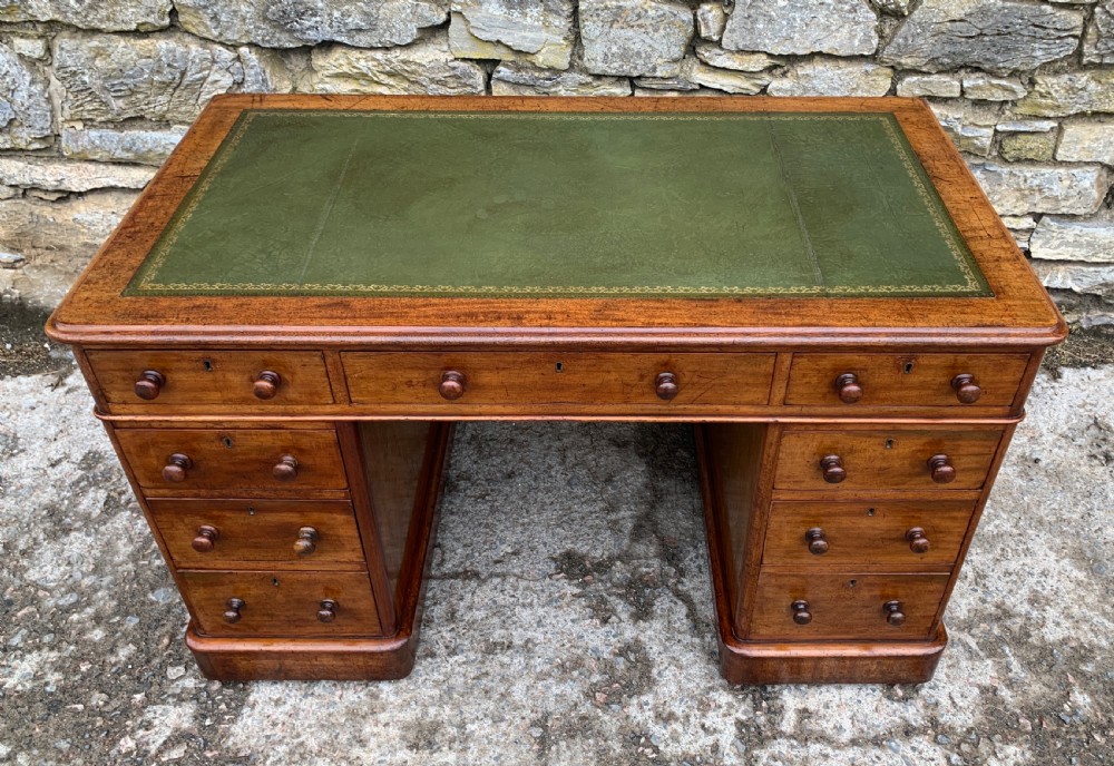 Victorian Mahogany Pedestal Writing Desk View IV