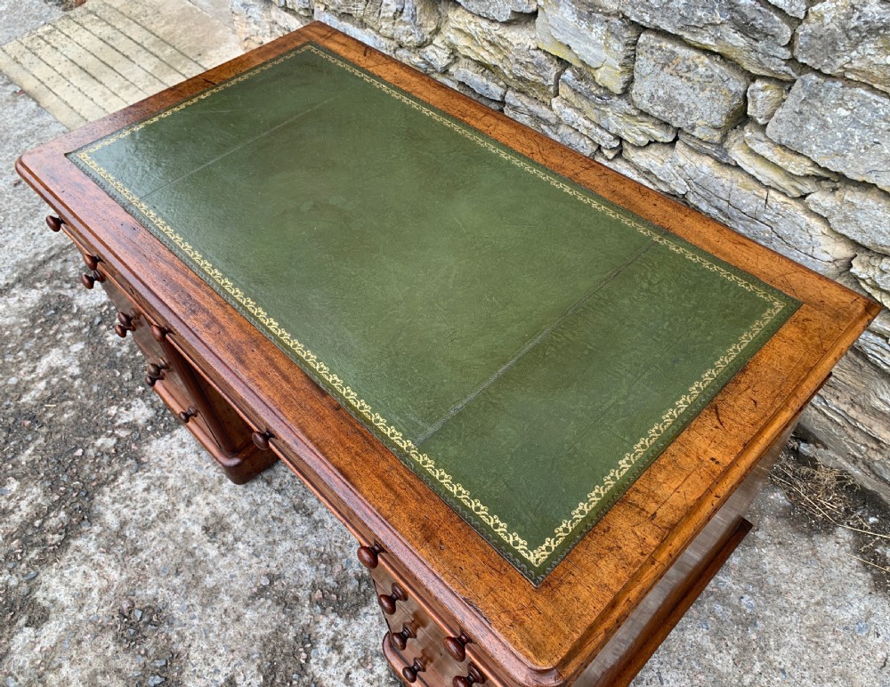 Victorian Mahogany Pedestal Writing Desk View VII