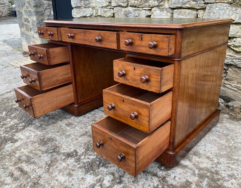 Victorian Mahogany Pedestal Writing Desk View VIII