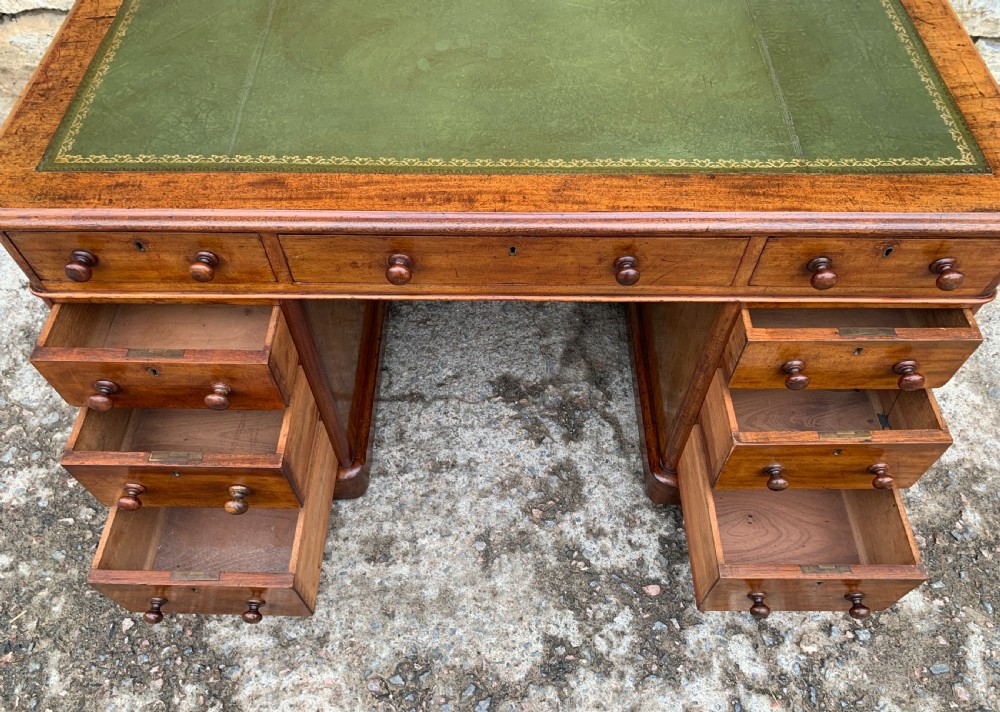 Victorian Mahogany Pedestal Writing Desk View IX