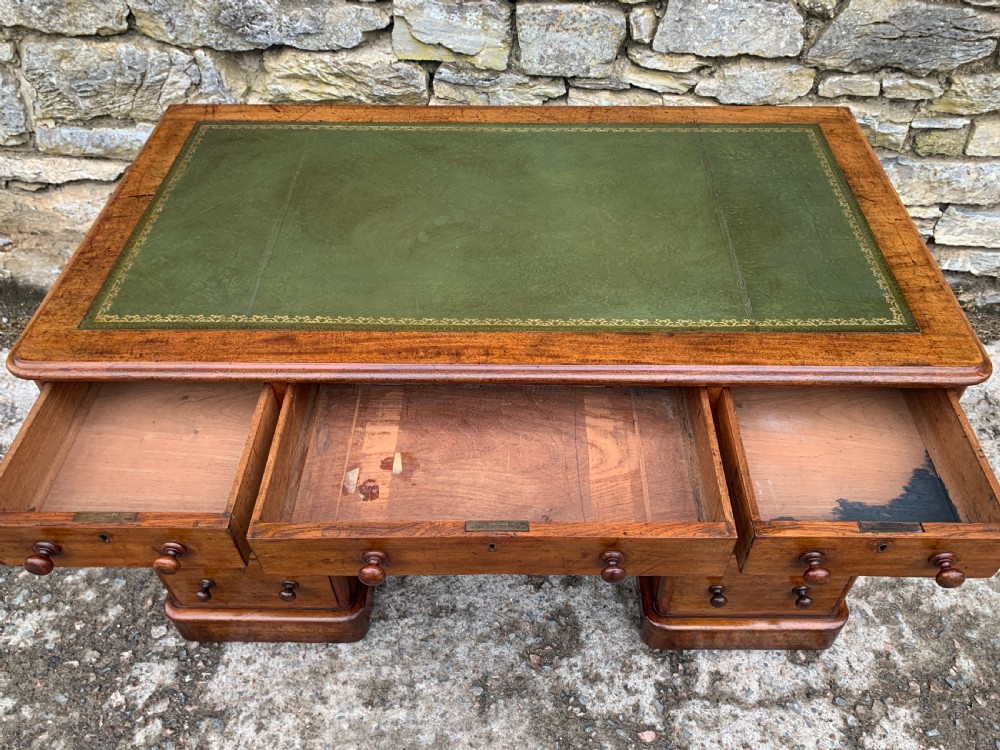 Victorian Mahogany Pedestal Writing Desk View XI