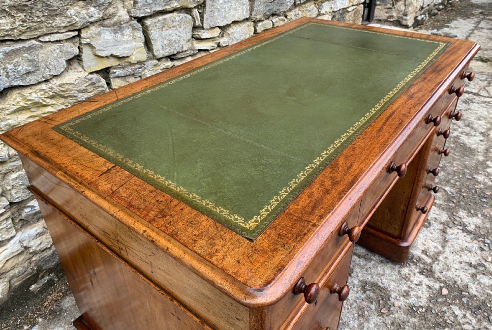 Victorian Mahogany Pedestal Writing Desk View XIX