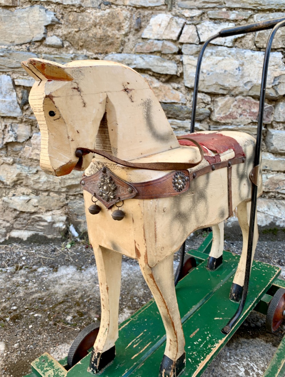 Antique Wooden Push Along Rocking Horse Toy View IV