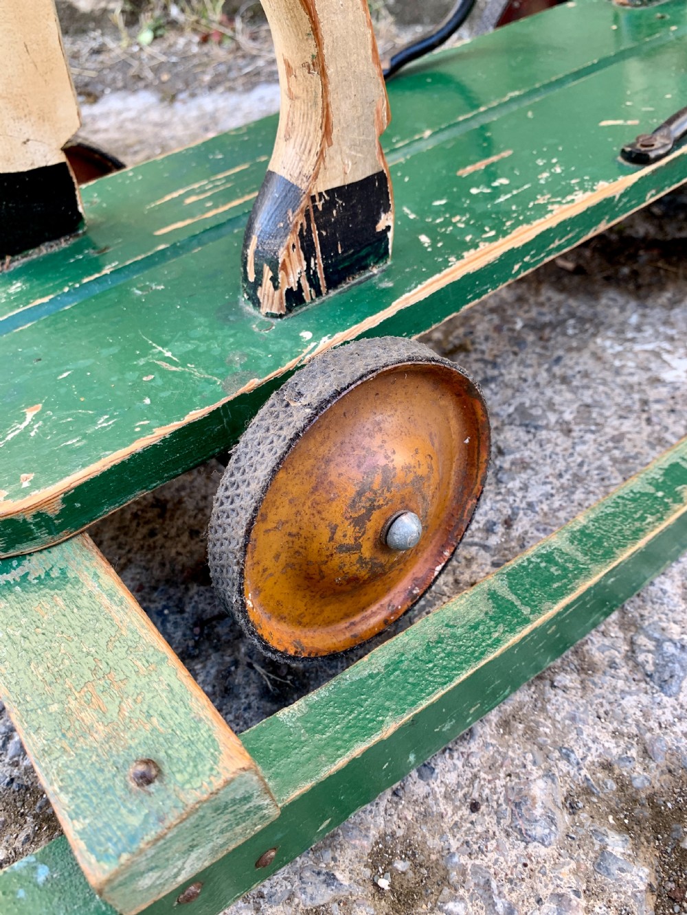 Antique Wooden Push Along Rocking Horse Toy View VIII