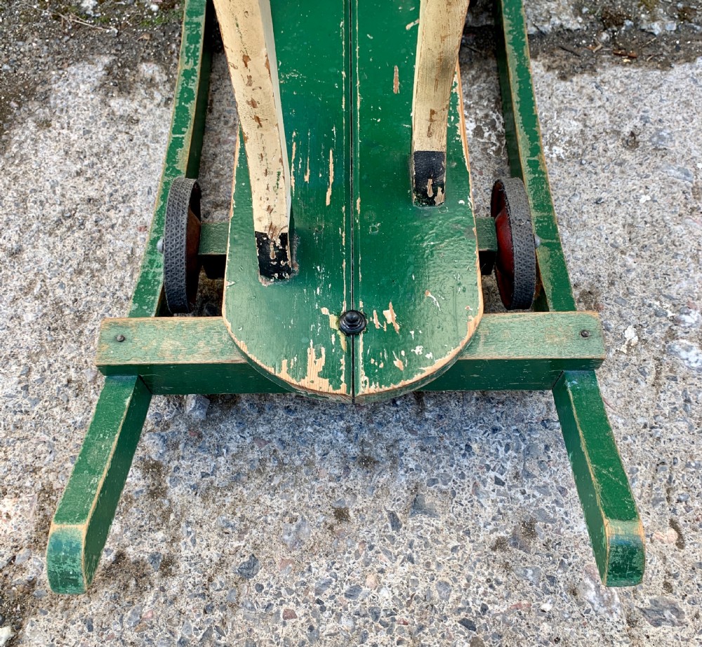 Antique Wooden Push Along Rocking Horse Toy View IX