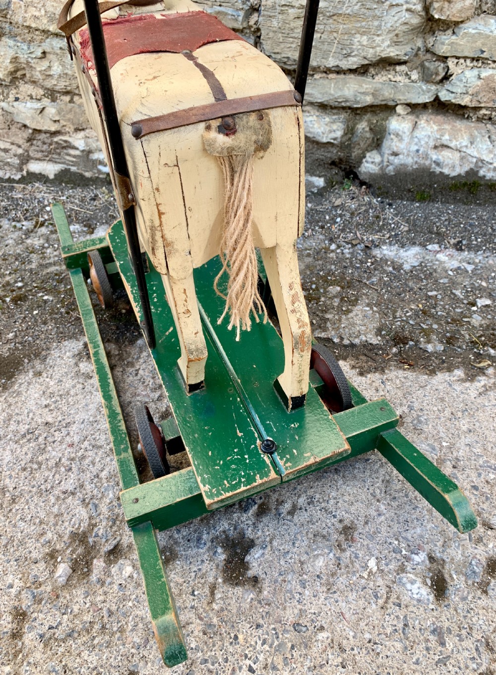Antique Wooden Push Along Rocking Horse Toy View XIV