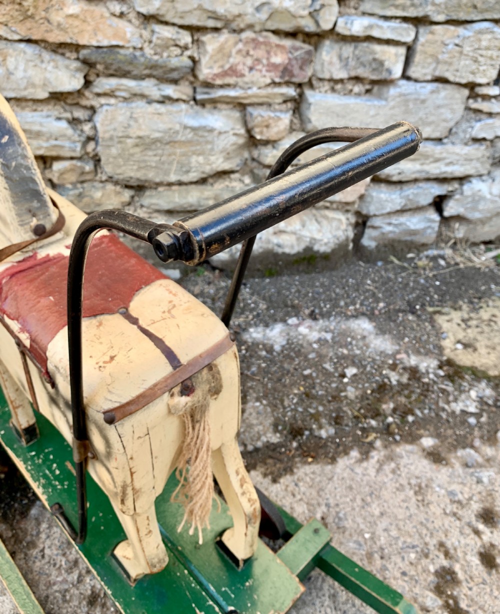 Antique Wooden Push Along Rocking Horse Toy View XV