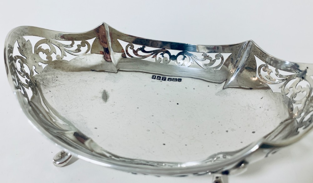 Antique Solid Sterling Silver Bon Bon Dish View X