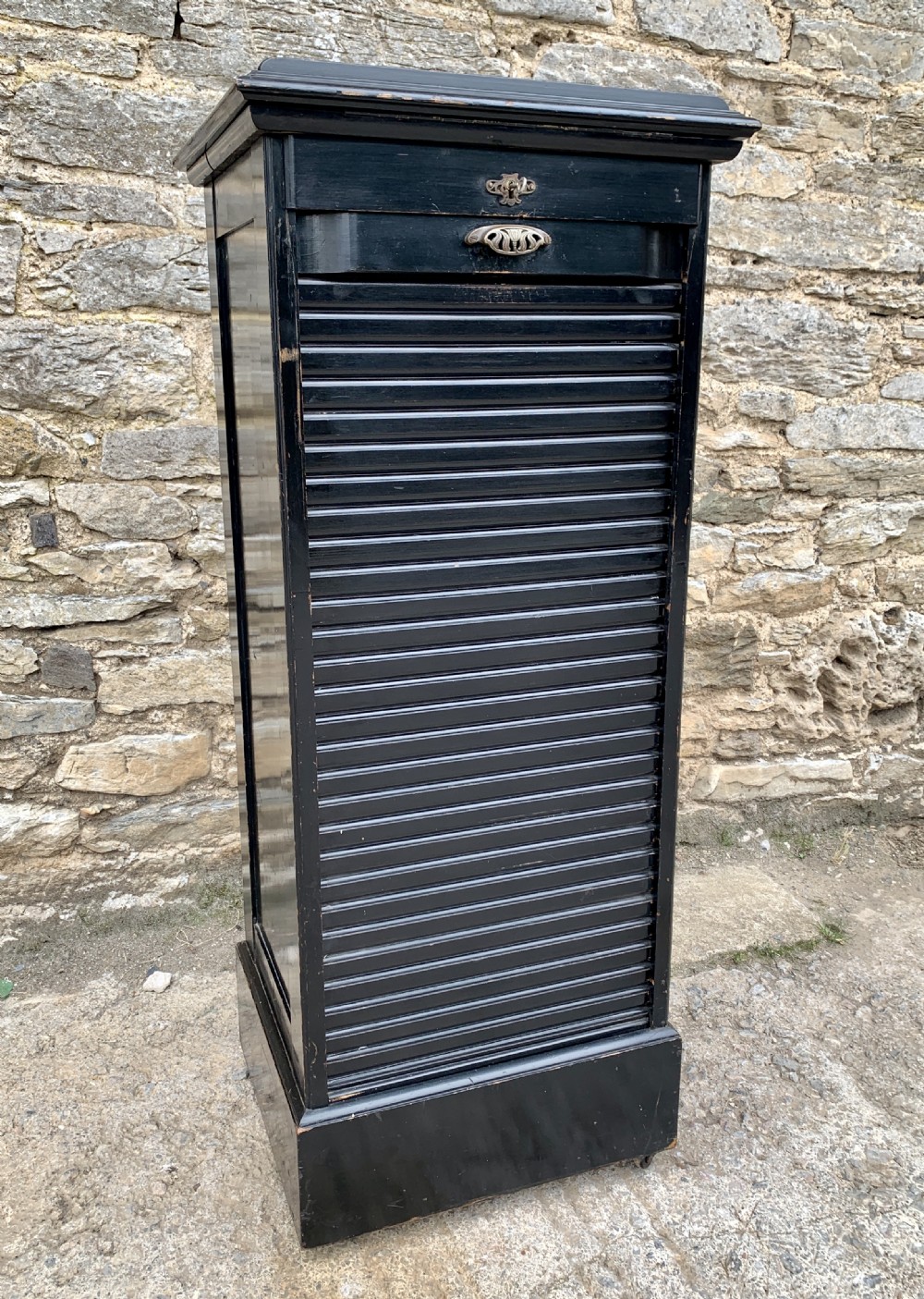 Antique Ebonised Tambour Front Filing Music Cabinet View VI