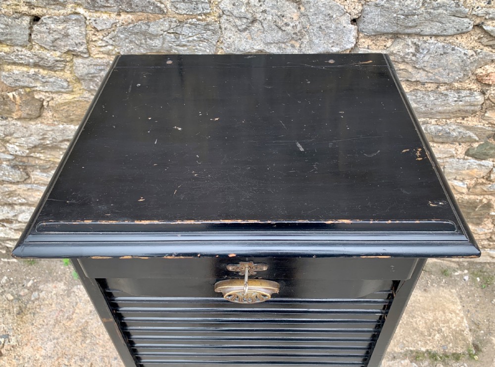 Antique Ebonised Tambour Front Filing Music Cabinet View VII