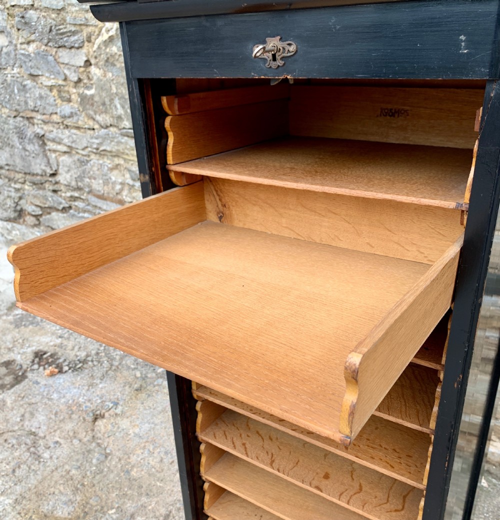 Antique Ebonised Tambour Front Filing Music Cabinet View XX