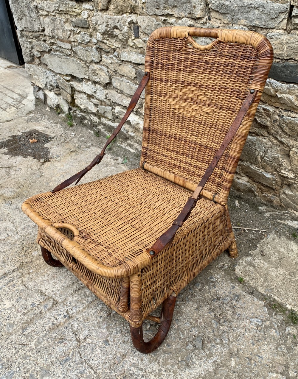 Antique Folding Cane Canoe Chair View II