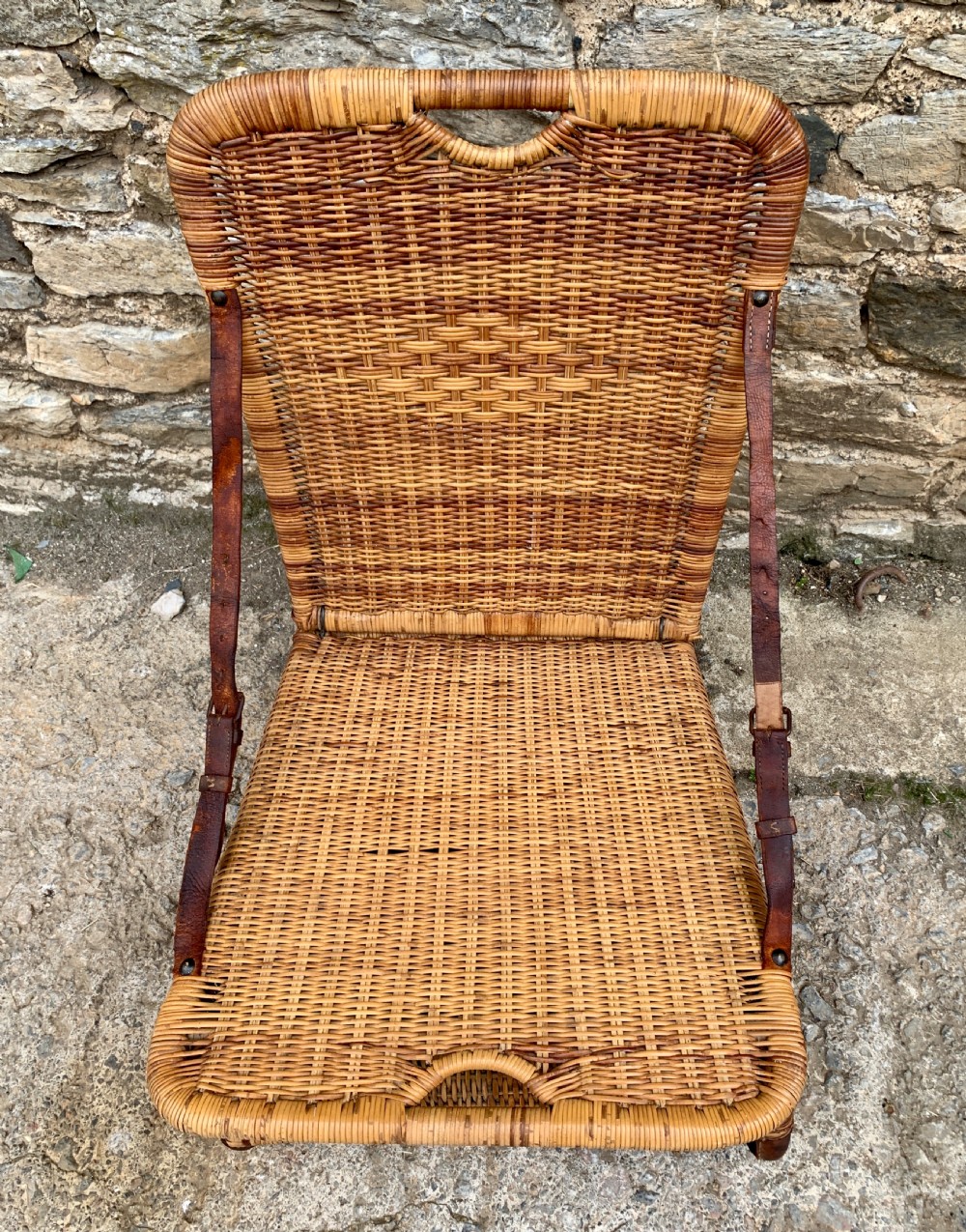 Antique Folding Cane Canoe Chair View III