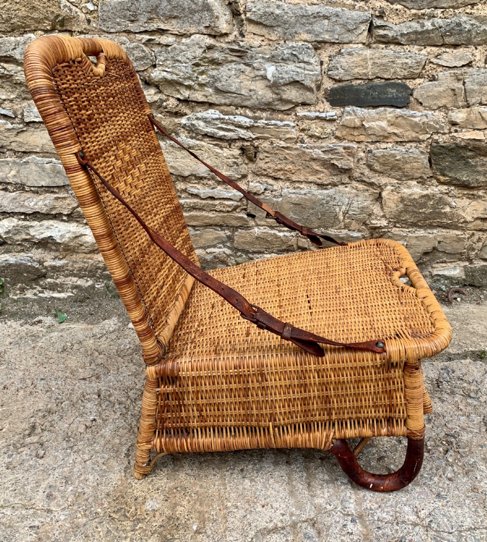 Antique Folding Cane Canoe Chair View IV