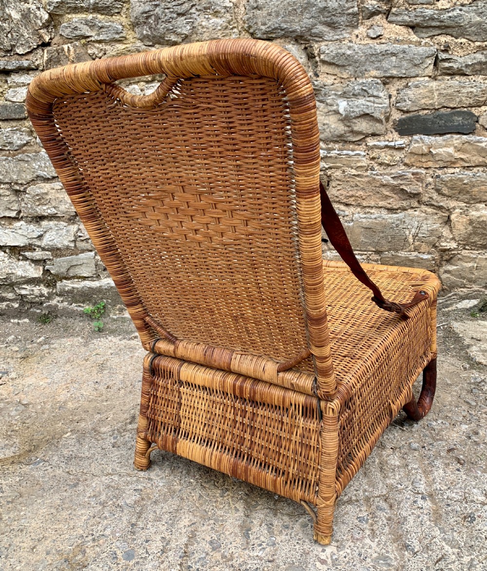 Antique Folding Cane Canoe Chair View VI
