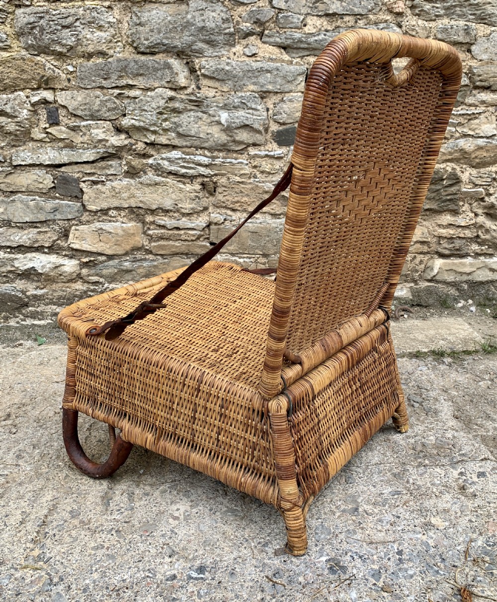 Antique Folding Cane Canoe Chair View VIII