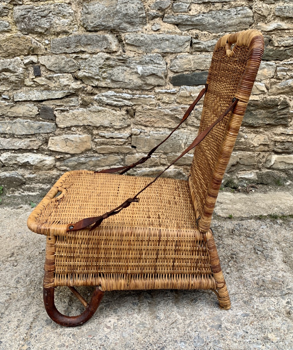 Antique Folding Cane Canoe Chair View IX