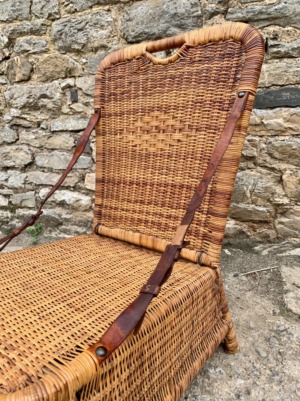 Antique Folding Cane Canoe Chair View XIII