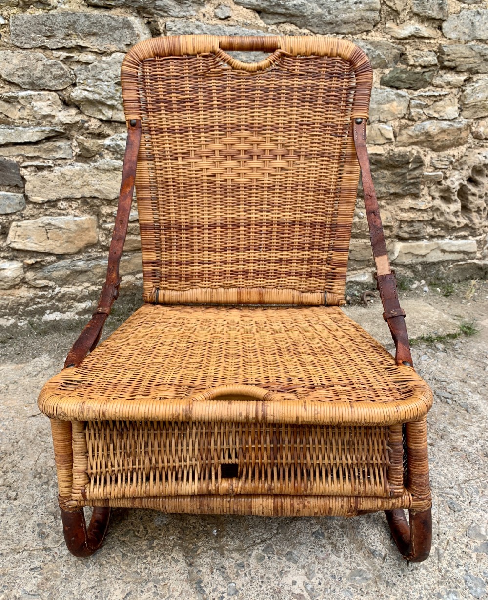 Antique Folding Cane Canoe Chair View XV