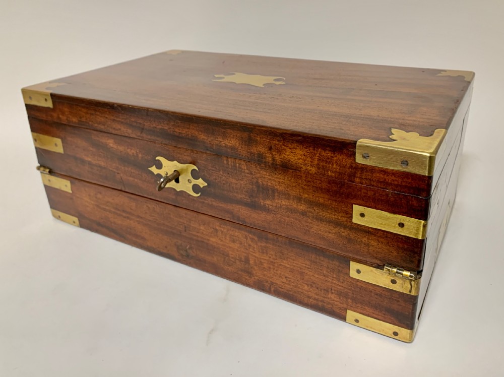 Antique Mahogany Campaign Writing Slope View XI