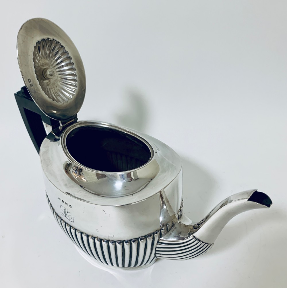 Antique Solid Sterling Silver Three Piece Tea Set Service View VI