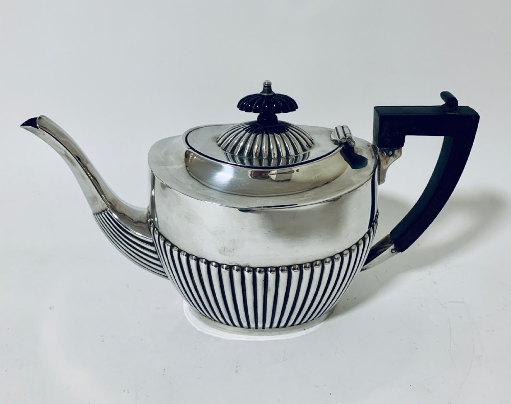 Antique Solid Sterling Silver Three Piece Tea Set Service View VIII