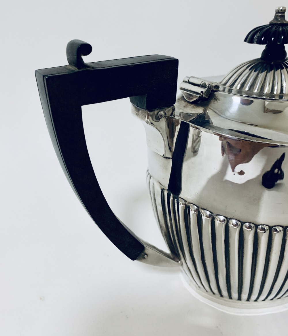 Antique Solid Sterling Silver Three Piece Tea Set Service View XI