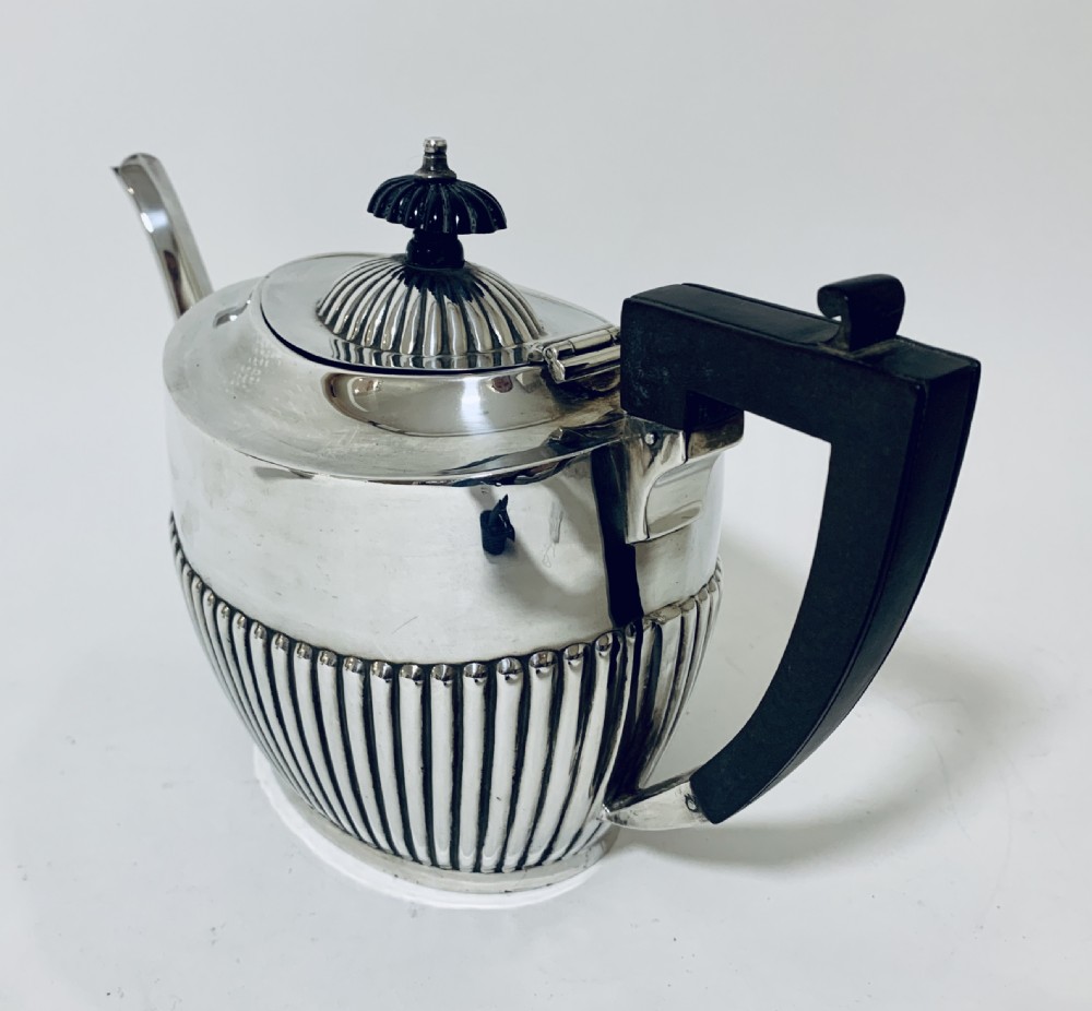 Antique Solid Sterling Silver Three Piece Tea Set Service View XIX