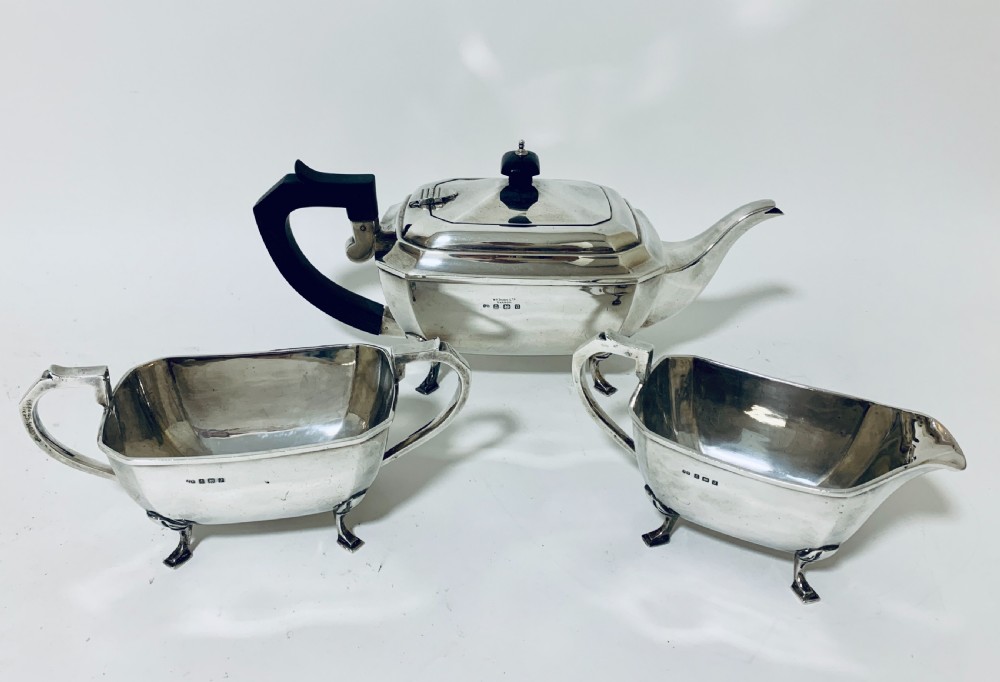 Antique Solid Sterling Silver Three Part Tea Service