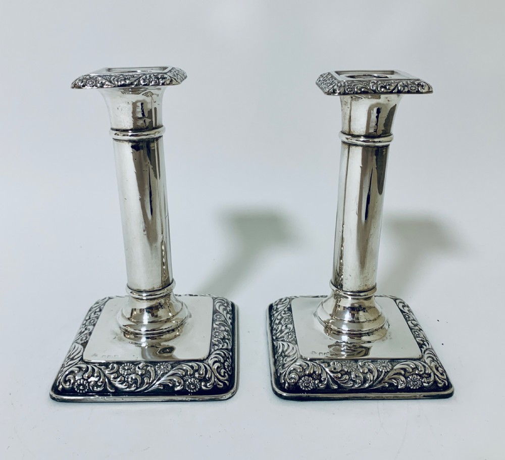 Pair of Antique Sterling Silver Candlesticks