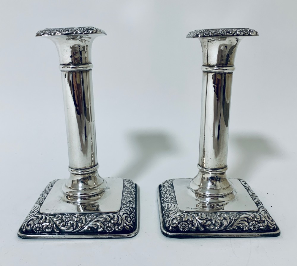Pair of Antique Sterling Silver Candlesticks View II