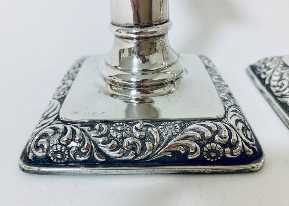 Pair of Antique Sterling Silver Candlesticks View III