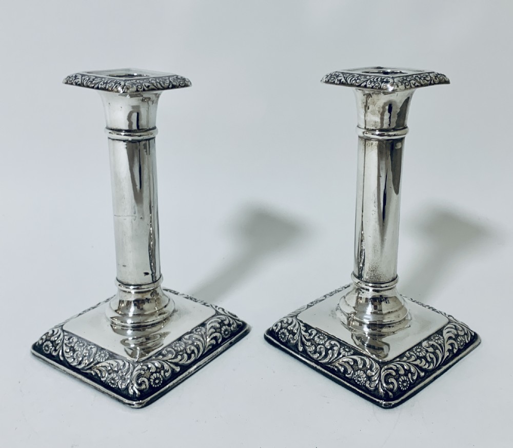 Pair of Antique Sterling Silver Candlesticks View IV