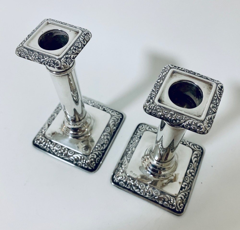 Pair of Antique Sterling Silver Candlesticks View V
