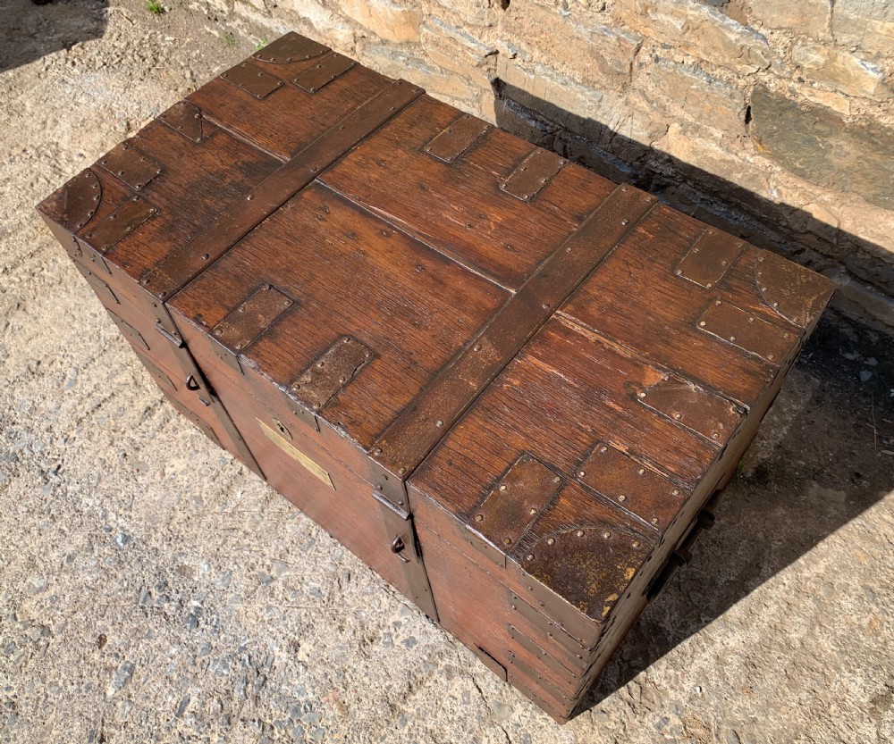 Georgian Oak Strapped Silver Chest View II