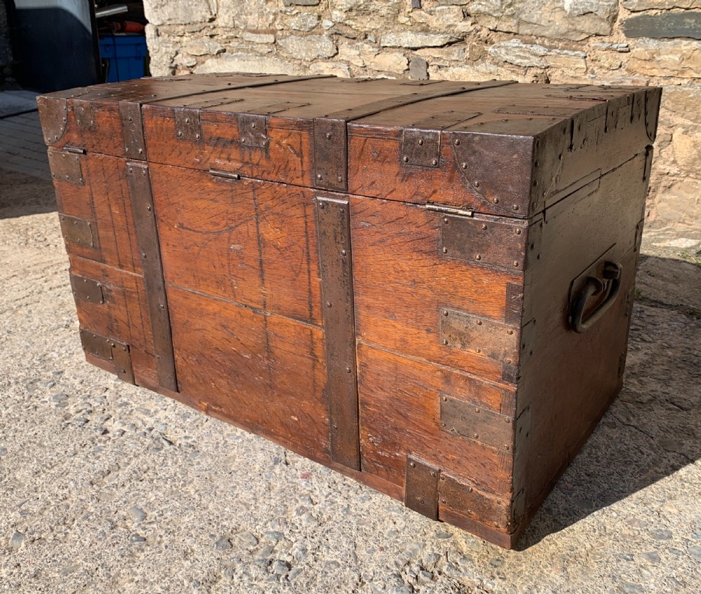 Georgian Oak Strapped Silver Chest View VII