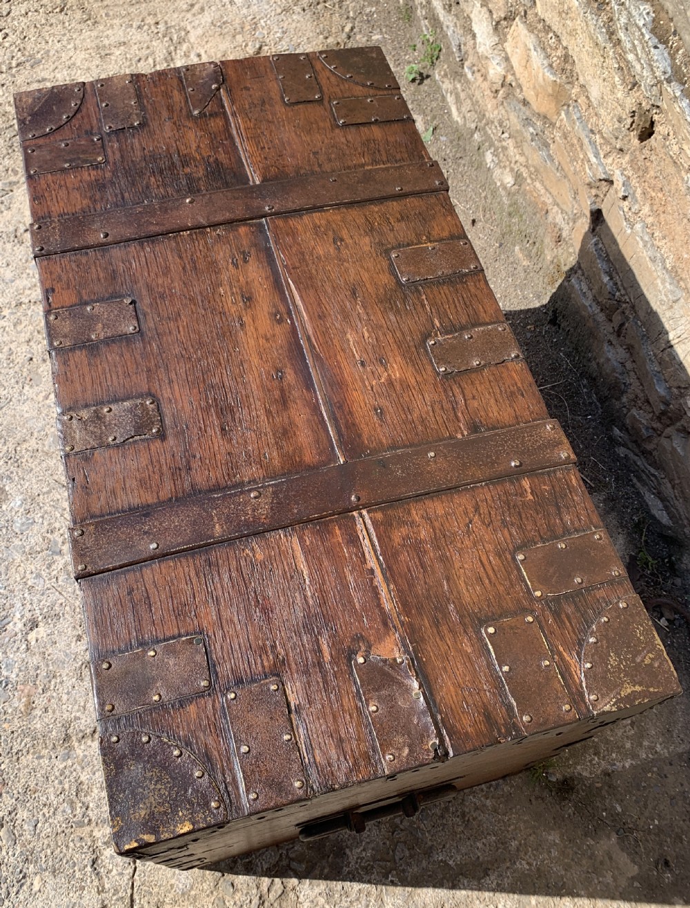 Georgian Oak Strapped Silver Chest View IX