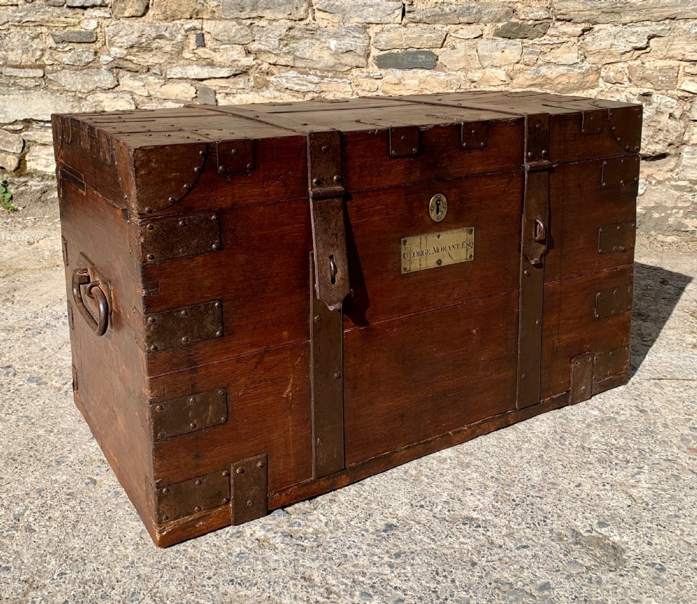 Georgian Oak Strapped Silver Chest View XI