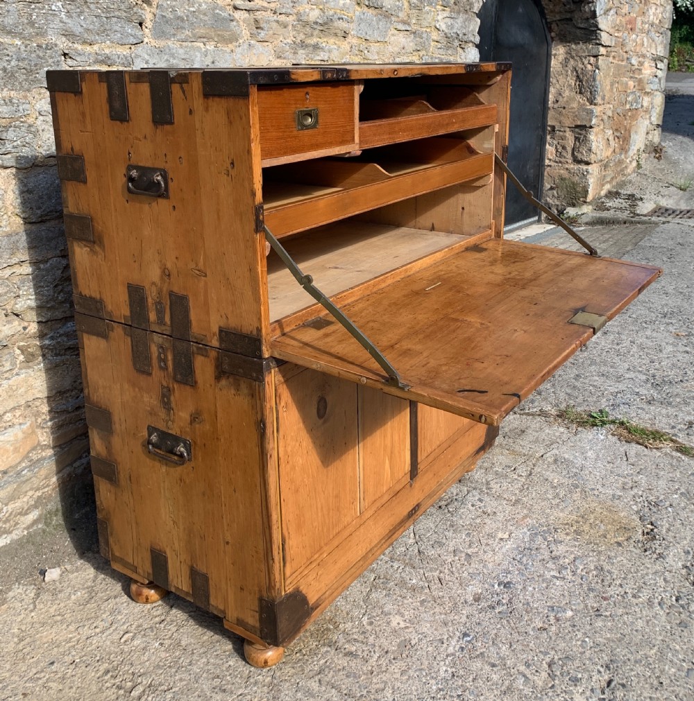 Antique Pine Campaign Chest View V