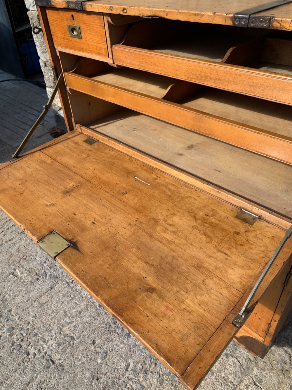 Antique Pine Campaign Chest View VIII