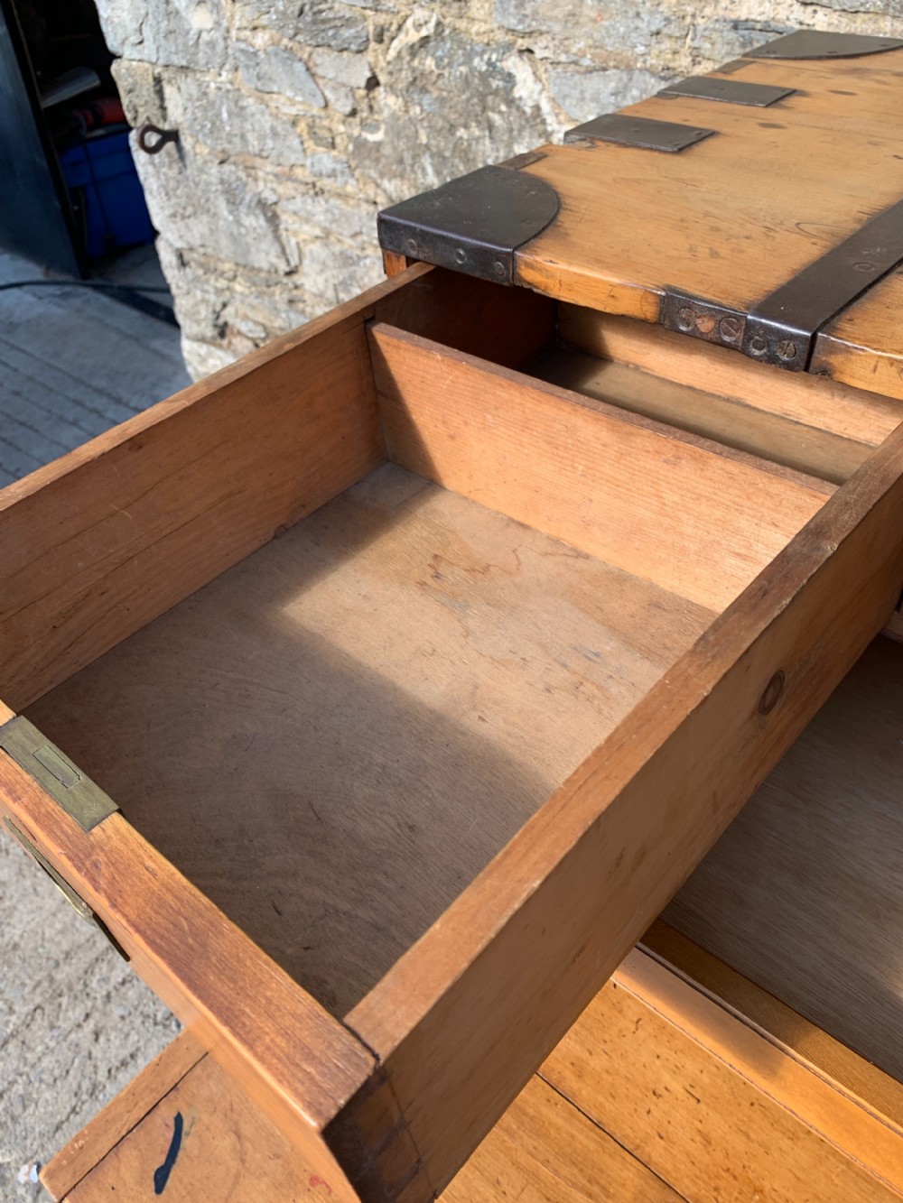 Antique Pine Campaign Chest View XII