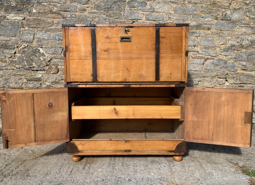 Antique Pine Campaign Chest View XVI