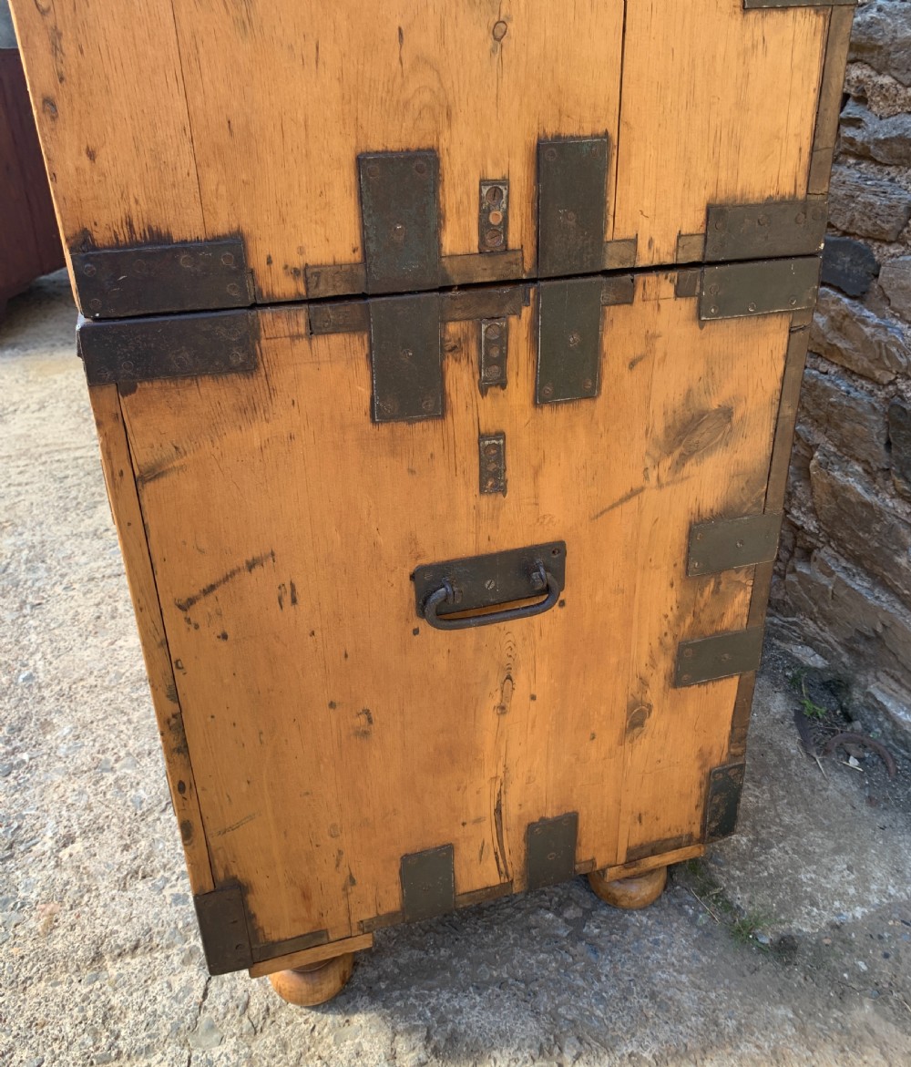 Antique Pine Campaign Chest View XX