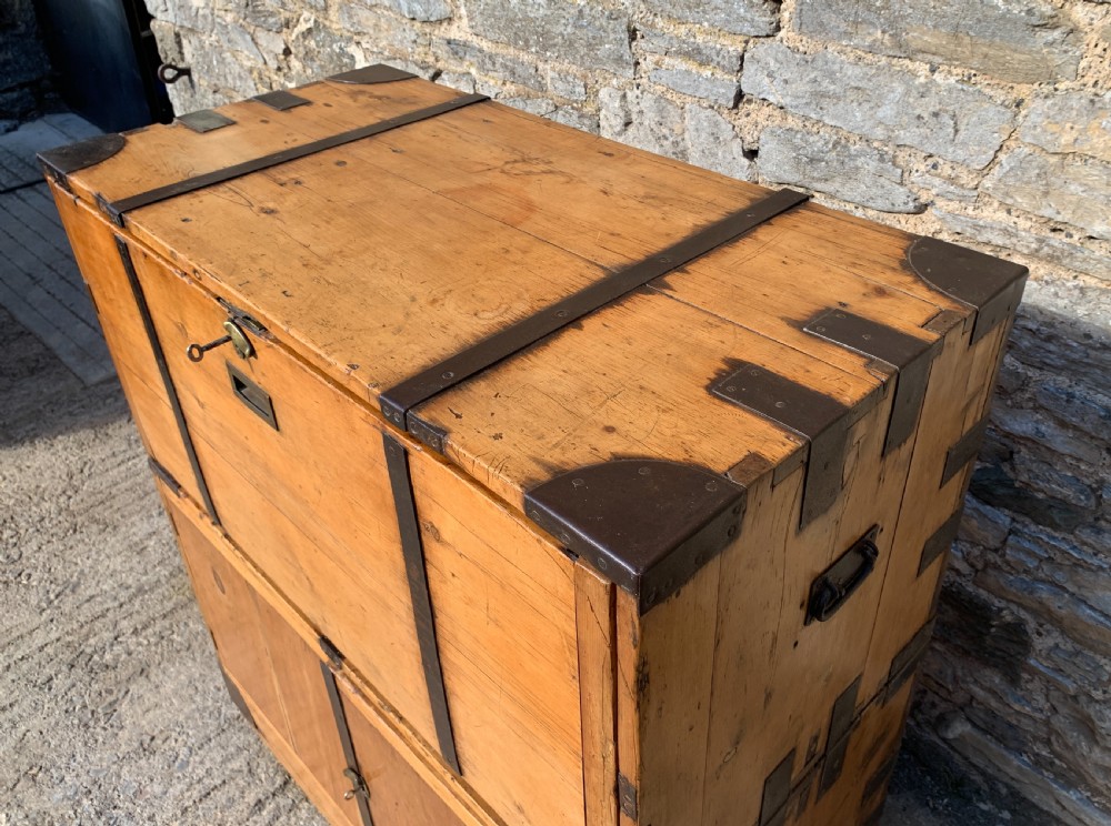 Antique Pine Campaign Chest View XXIII