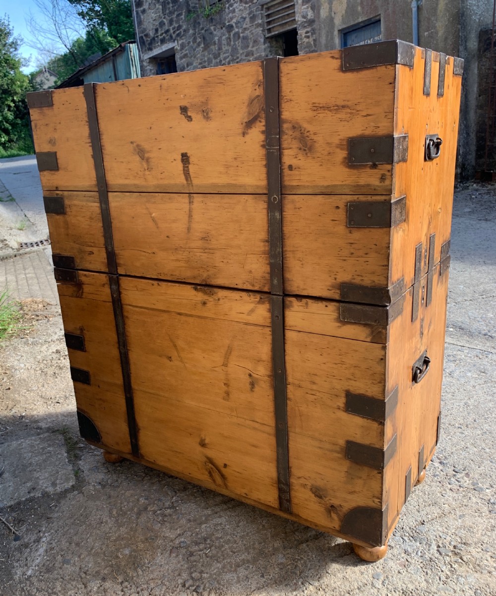 Antique Pine Campaign Chest View XXIV