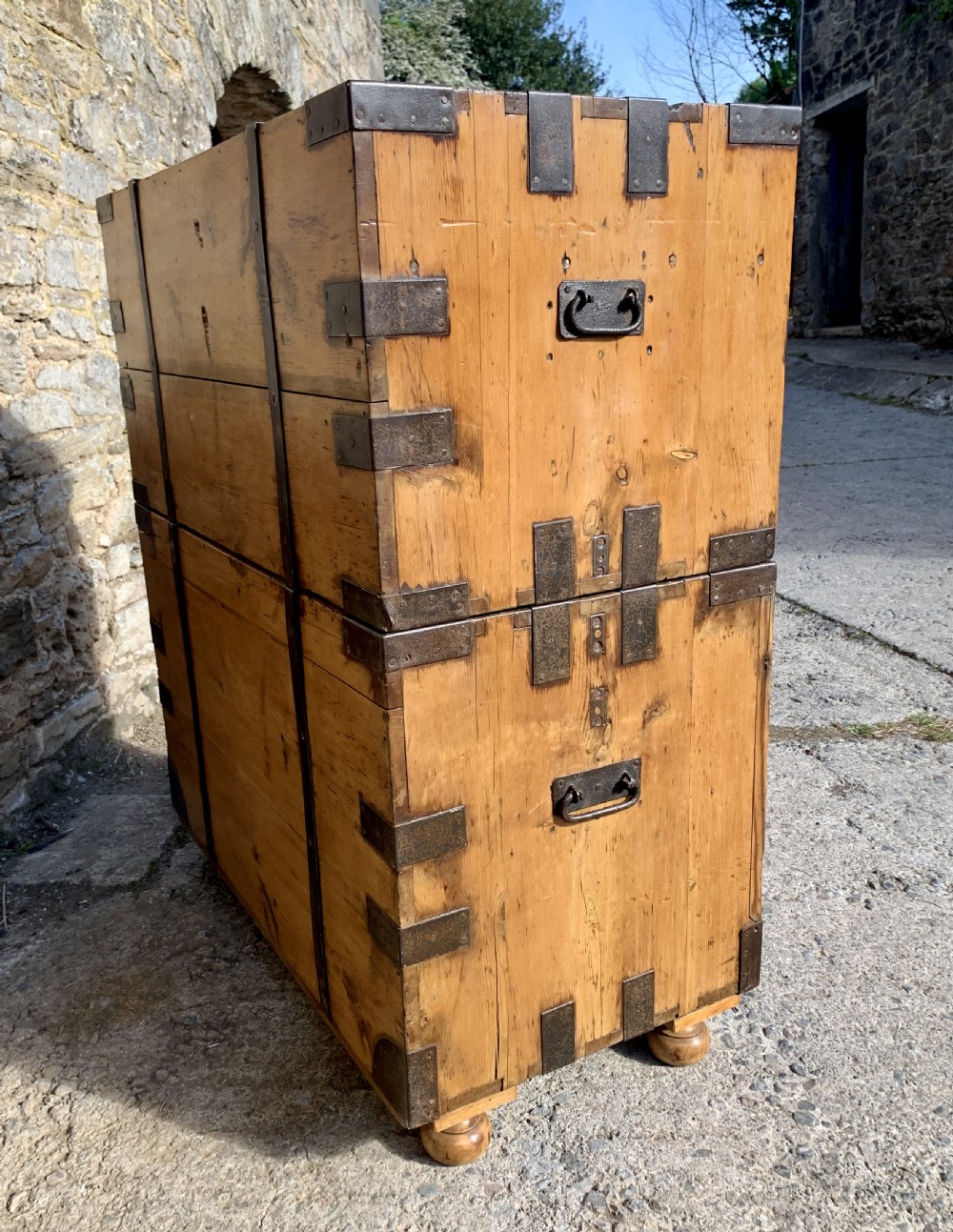 Antique Pine Campaign Chest View XXV