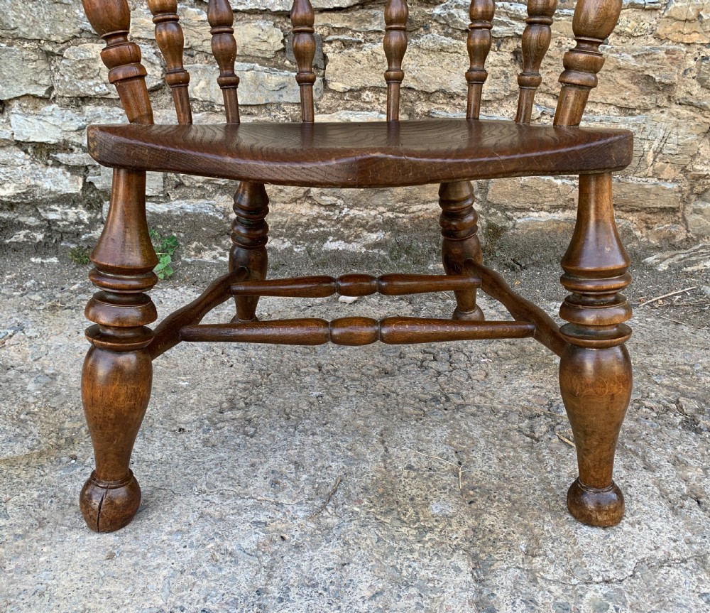 Antique Elm Captains Chair Smokers Bow View XIV