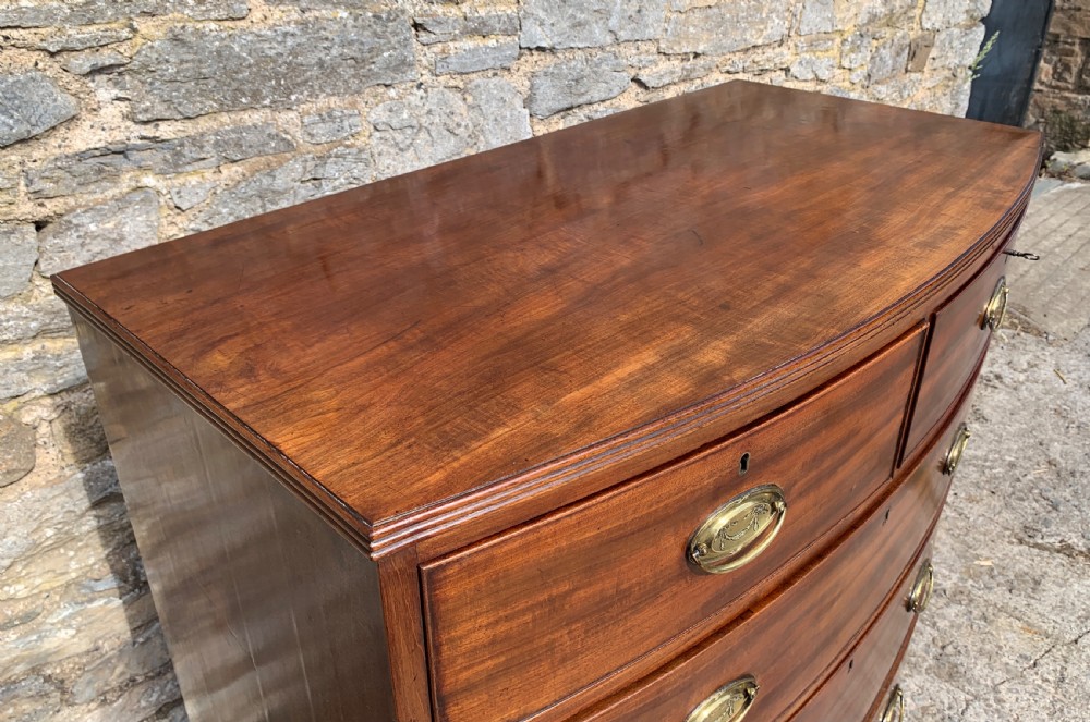 Regency Mahogany Bow Front Chest of Drawers View XI