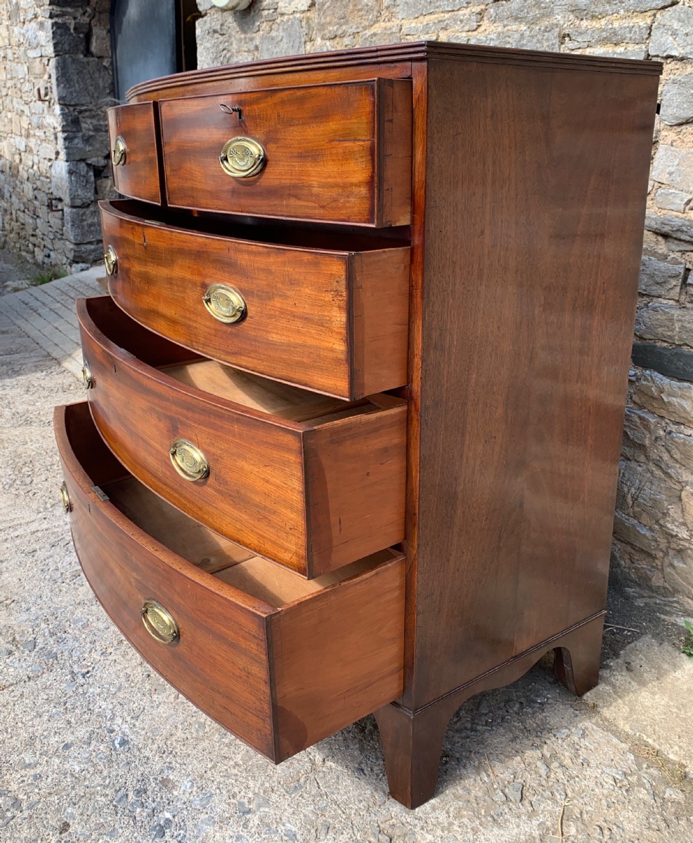 Regency Mahogany Bow Front Chest of Drawers View XV